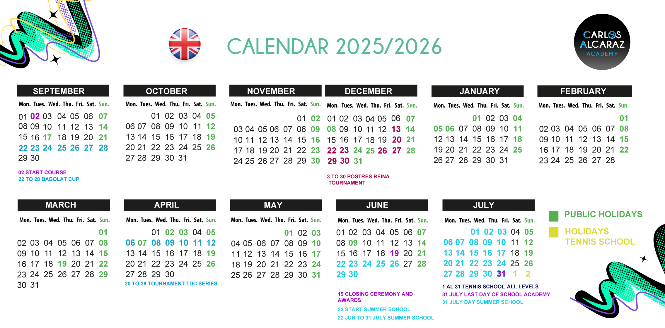 01-12-25 CALENDARIO-25-26 CAA_HOR CALENDAR 25-26 ENGLISH
